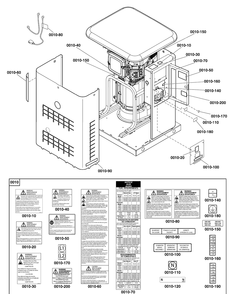Decals Group Diagram and Parts List for 040596-00  Briggs and Stratton Generator